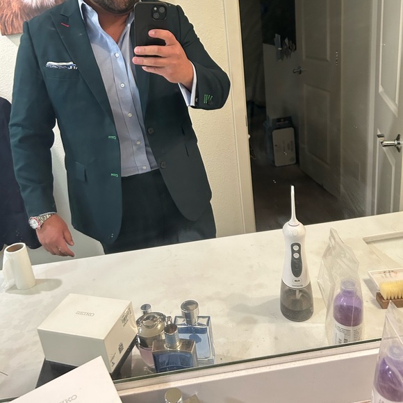 Forest green suit 46R wool blend - Picture 11 of 11